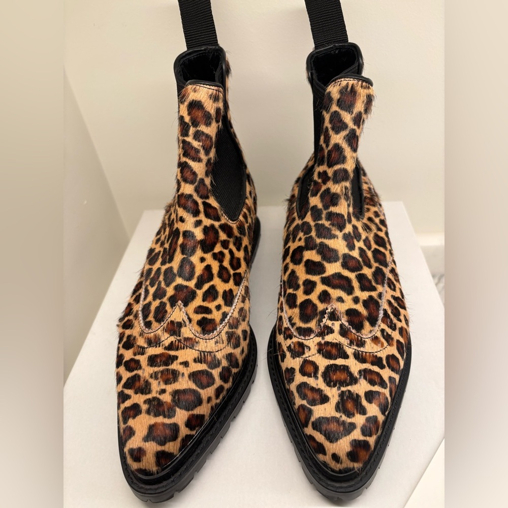 Sacai Brown and Black Animal Print Chelsea Boots - Picture 4 of 6